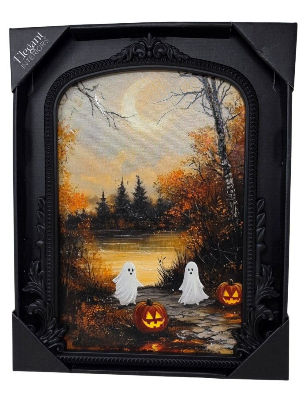 Halloween Ghosts and Jack O'Lantern Pumpkins 12x15 Wall Art